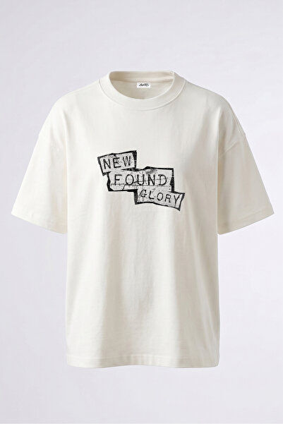 Anetos Tricou oversize alb din bumbac cu imprimeu pe spate New Found Glory De...