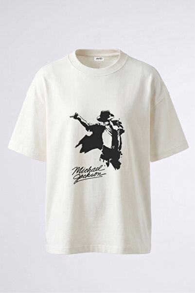 Anetos Michael Jackson_4 Dizajn Bela pamučna majica sa otisnutim leđima, over...
