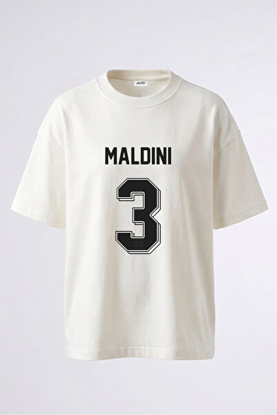 Anetos Maldini 3 dizajn, pamučna bela oversize majica sa štampanim leđima