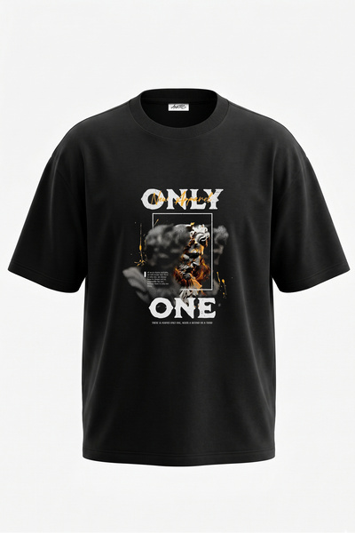 Anetos Tricou oversize negru din bumbac cu imprimeu pe spate cu design antic ...