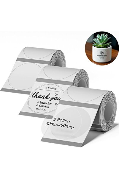 NiiMbot Round Labels Compatible with B1 / B21 / B3S Label Printer, 3 Rolls 50...