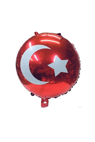 Generic Brand Turkish Flag Foil Balloon Round Red Moon Star 45 cm - 20 Pcs