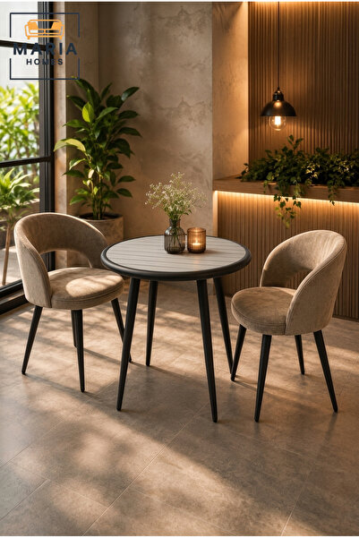 MARIA HOMES Modern Round Dining Table Café Table Patio Table Outdoor Bistro T...