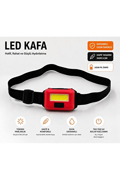 BCT STORE Ayarlanabilir Kafa Bantlı Led Işık Su Geçirmez Kafa Lambası 3 Farkl...