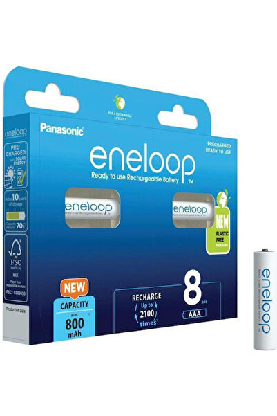 PANASONIC Επαναφορτιζόμενη Μπαταρία Eneloop AAA Ni-MH 800mAh 8 τεμάχια