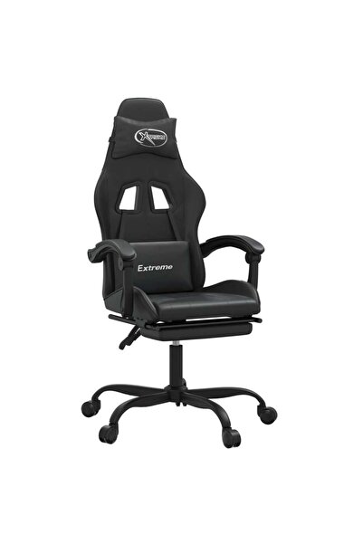 vidaxl Scaun de gaming cu suport picioare, negru, piele ecologică