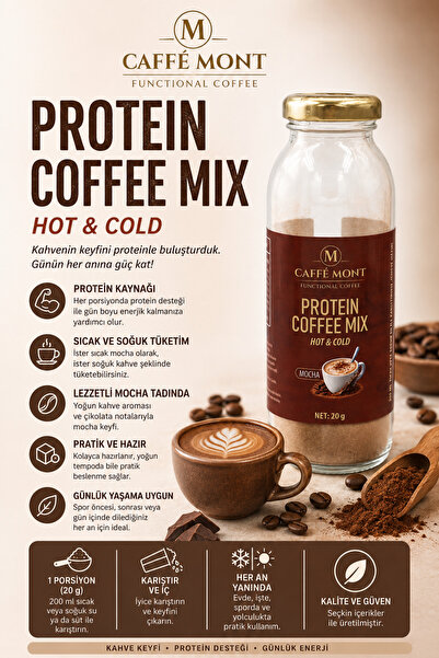 CAFFEMONT Protein Coffee Mix Mocha – Yüksek Proteinli Hazır Kahve Karışımı 20 g