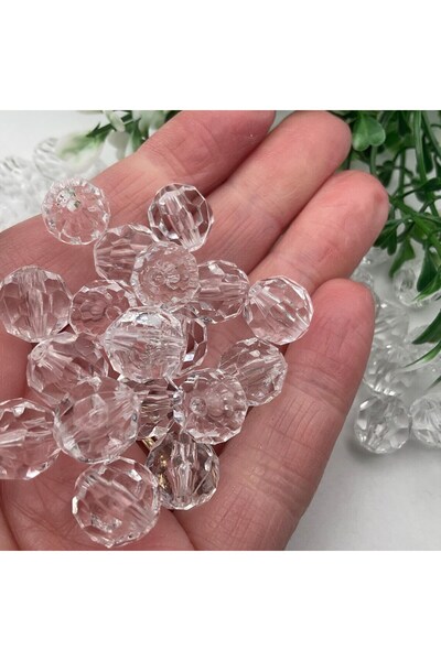 yıldırımavize 20 Adet 1 cm çapında Şeffaf Boncuk Kristal Avize Taşı (metal ha...