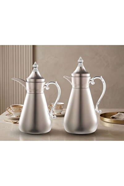 sahal aloula Authentic Luxury Silver Nickel Thermos Set 12 Hours Heat Preserv...
