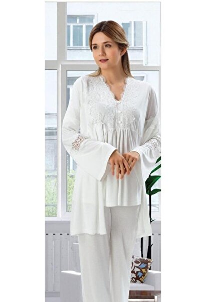 Duchesse BirolGaye 3007 Ecru 3 Lü Lohusa Pijama Tk