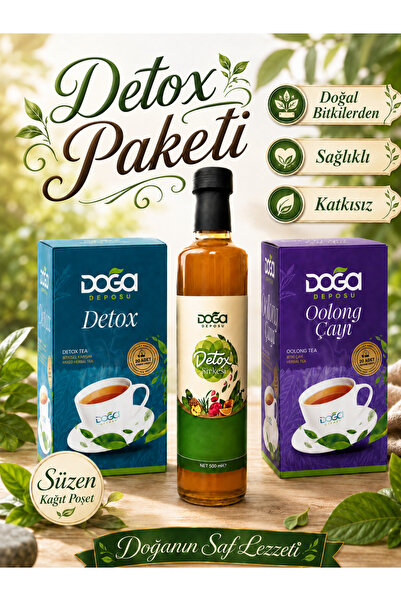 DOĞA DEPOSU 3’lü Detox Paketi | Oolong Çayı, Doğal Fermente Detox Sirkesi, De...