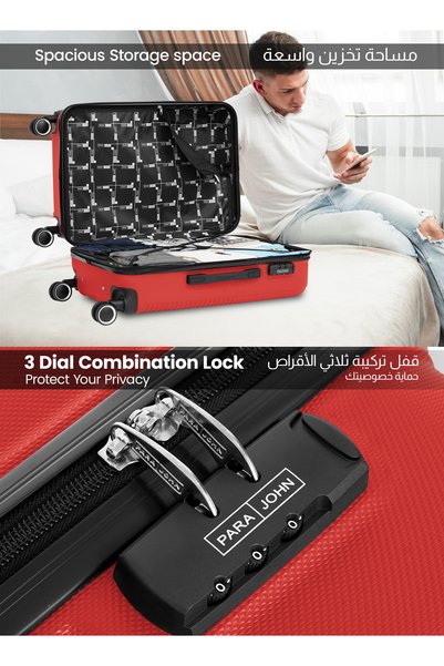 PARAJOHN Travelux 20 Inch Cabin Luggage with Combination Lock & 8 Spinner Wheels, Small Hard ABS Cabin Suitcase for Travel, Trolley Bag for Travel, Carry On Luggage Suitcase for Men & Women