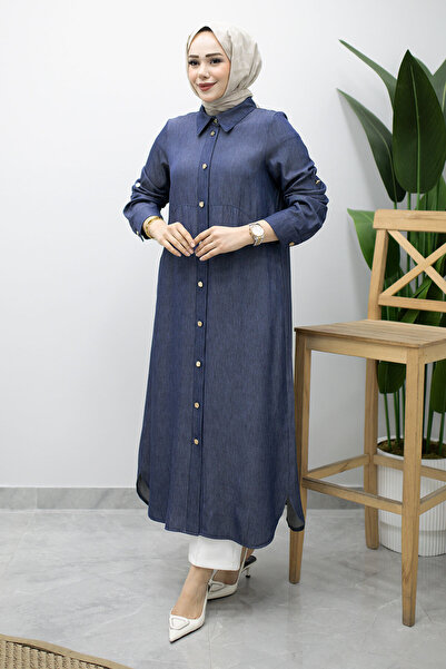 Tesettür Dünyası Pocketed Buttoned Cap Tsd260216 Dark Blue