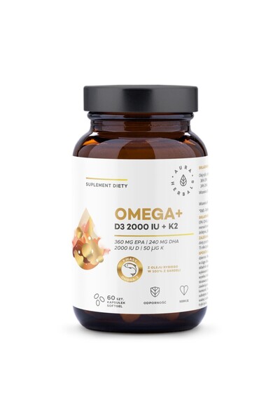 Aura Herbals Omega + D3 2000 UI + K2 60 capsule