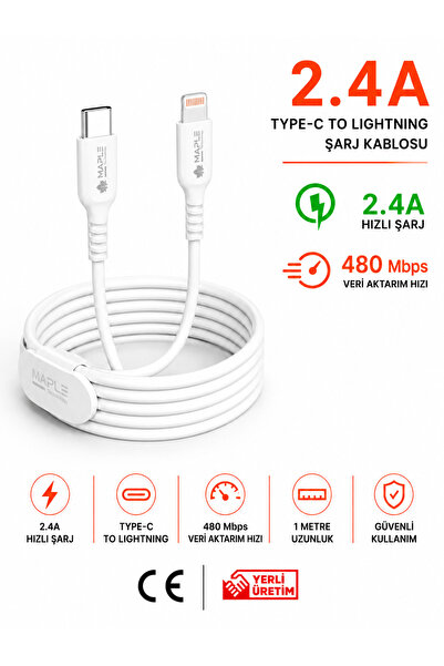 MAPLE Iphone Type-C to Lightning 1 Metre Hızlı Şarj Kablo Plus 6 7 8 X 11 12 ...