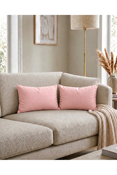 Econice Double-Sided Duck Linen, Pink Waist Cushion Cover, 2 Pieces