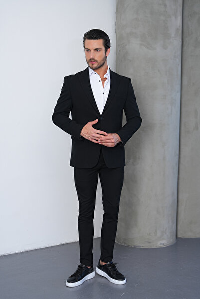 GustmanModa SİYAH KLASİK SLİM FİT CEKET