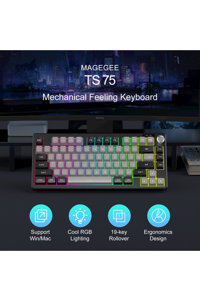 MageGee TS75 %75 Siyah 79 Tuş RGB Kablolu Membran Gaming Klavye