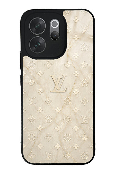 Spoyi Vivo V70 Krem Gold LV Tasarımlı Glossy Telefon Kılıfı
