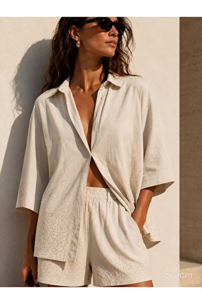 Yumey Hot-Fix / Stone Printed Shirt and Shorts Set