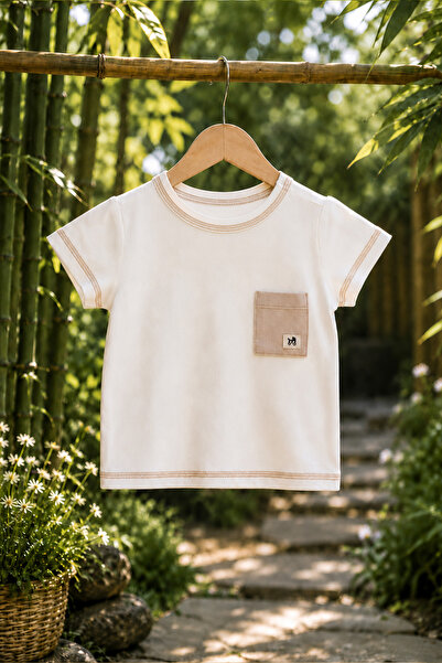 Mimu Baby Bambu Cep Detaylı Karyokalı Bebek Pijama Üstü - Krem/Bej