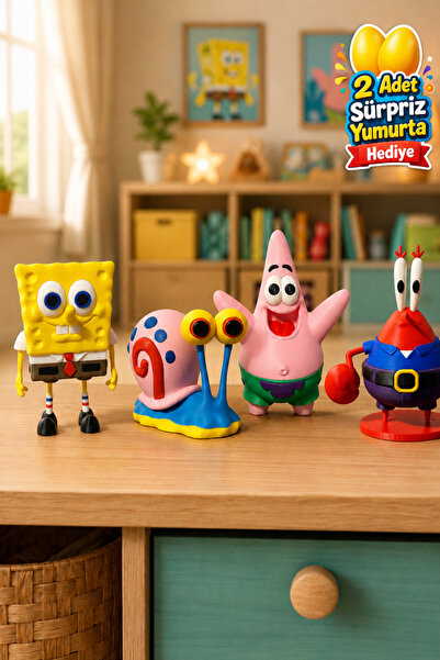 GiginGo Sünger Bob ve Arkadaşları 4’lü Figür Seti - Sünger Bob , Mr. Krab , G...
