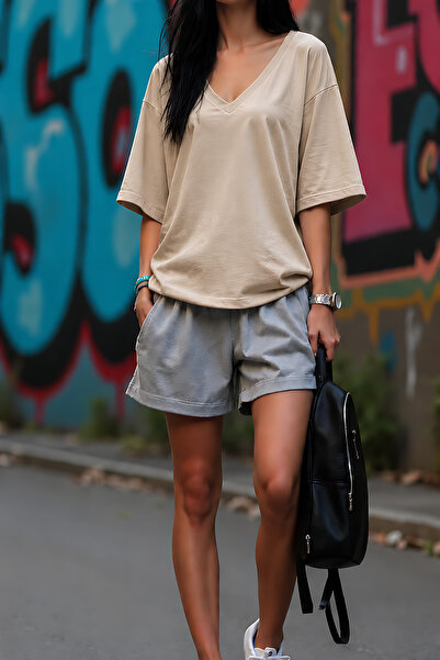 ArtYus Unisex μπλουζάκι χωρίς στάμπα με λαιμόκοψη σε σχήμα V – Βασικό μπλουζά...