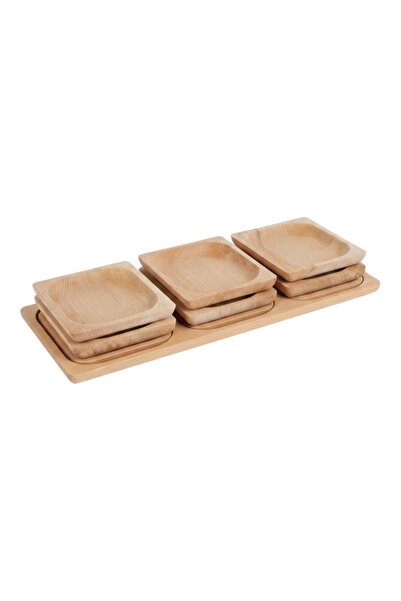 Ceramica Martinescu Set platouri servire lemn 6+1 – tava aperitive, platou le...