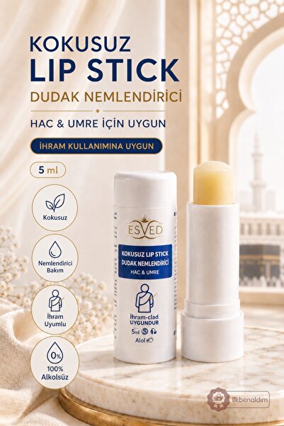İlkbenaldim İhrama Uygun Kokusuz Dudak Nemlendirici Hac ve Umre İçin Lip Stic...