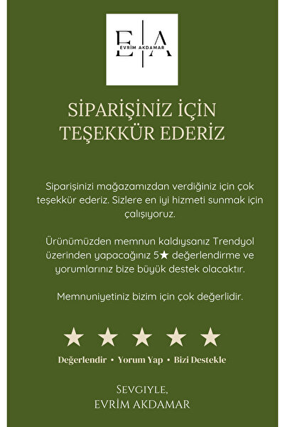 EVRİM AKDAMAR 1 ADET Sipariş Teşekkür Kartı 5 Yıldız Değerlendirme Kartı Tek ...