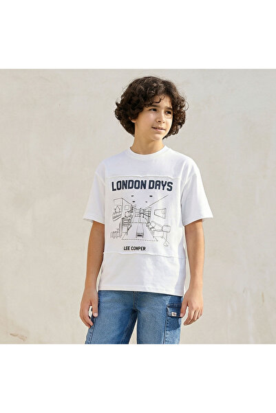Lee Cooper Crew Neck Short Sleeves T-shirt with London Graphic Print