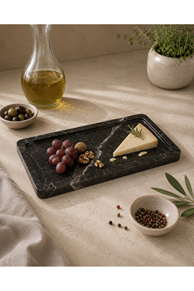 Kaan Export Natural Marble Presentation Plate Alexander Black