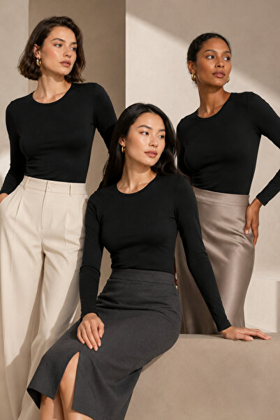 Loule Women's 3-Piece Cotton & Modal Crew Neck Long Sleeve Basic Undershirt -...