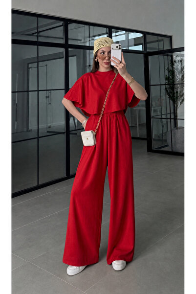 manana fashion SET TRENING CU TRICOU CROP ȘI PANTALONI PALAZZO DIN ȚESĂTURĂ 1...