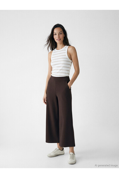LC Waikiki Nevavm Women's Wide Leg Pants with Elastic Waist and Difference in...