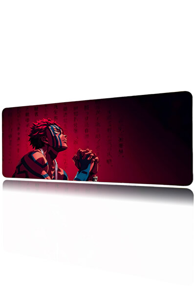 Halura Akaza Demon Slayer 40x90 Desenli Dijital Baskılı Oyuncu Mousepad XXL K...