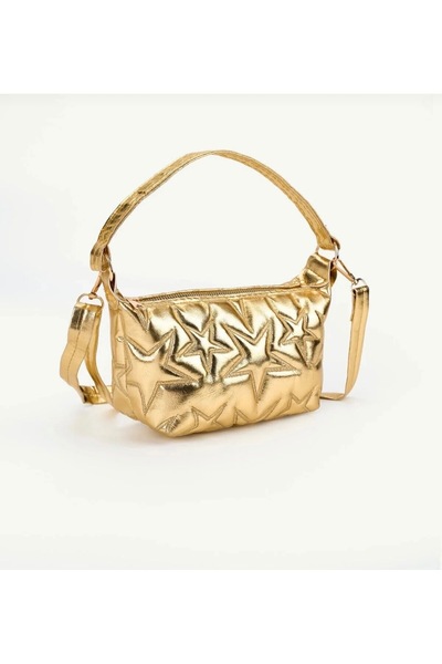 bag Yıldızlı askılı gold çanta