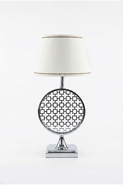 LUMINZO Promes Silver Luxury Series White Headboard Round Square Pattern Deta...