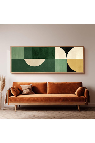Dekorsiahome Ahşap Çerçeveli Panoramik Oturma Odası Salon Tablosu UZ0486