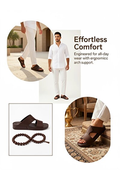 Khayrat Slipper عروض جديدة: شباشب جلدية رجالية فريدة بتصميم إيطالي - لون بني