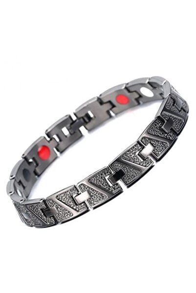 CRM Men's Bracelet, MyEnergy, CRM, magnetic, adjustable, black/pattern, 20 cm