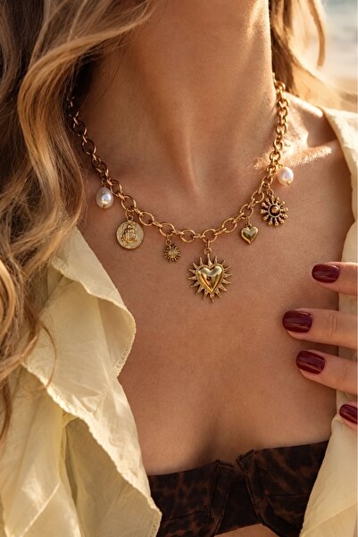 Okko Store Steel Marin Series Multi-Charm Necklace