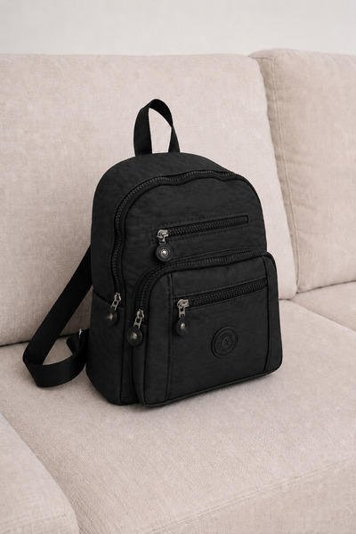 MILANOFOX Mini rucsac negru pentru femei, cu 4 compartimente, curea reglabilă...