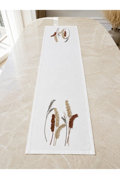 desicap Bohemian Embroidered White Runner 38X138 cm