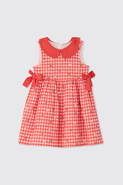 Panço Baby Girl Patterned Red Dress