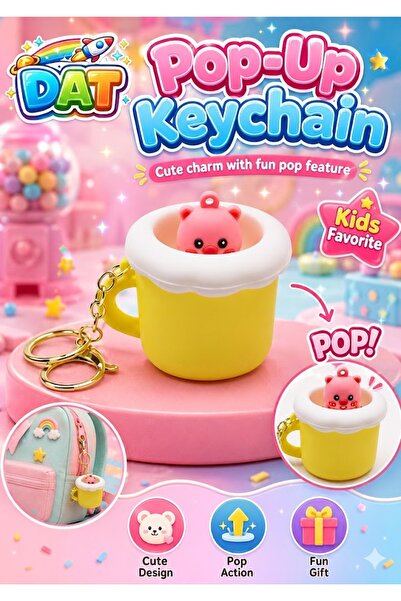 DAT Pop Up Cup Keychain Cute Cartoon Silicone Bag Charm Kids Gift Bear Mouse ...