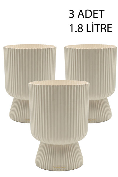 TEMMUZ HOME 3 Adet Lotus Saksı Seti 1.8 Litre Ayaklı Saksı - 19.5 cm X 14 cm ...