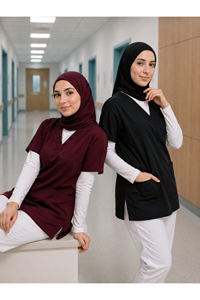 mirach 2-pak hidžab uniforma širokog kroja bordo crne medicinske uniforme med...