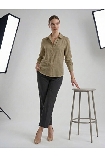 Mish By Styli Brown Grid Pattern Long Sleeve Shirt