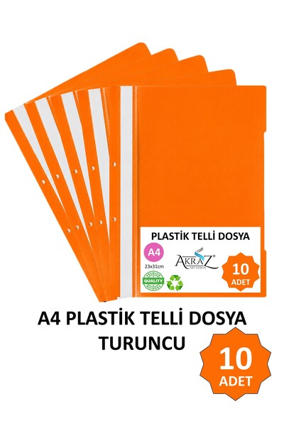 Akraz Art Design Telli Dosya Plastik A4 Poşet Dosyalara Uyumlu 10 lu ekonomik...